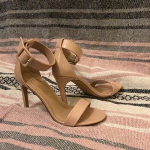 Nude open toe heel